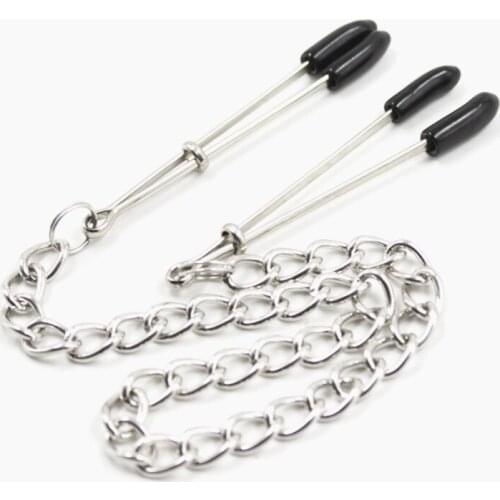 Stainless Steel Long Metal Chain Nipple Clamps Erotic Novelty Sex Slave Adult Games Breast Clips Flirting Sex Toys for Couples