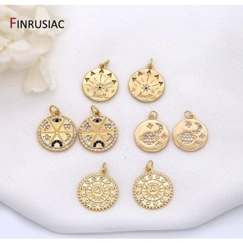 2021 New 14k Gold Plated Round Charms Pendants Accessories For DIY Jewelry Making