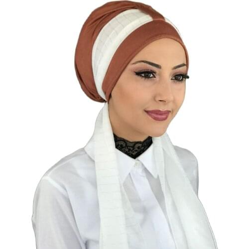New Fashion 2021 Hijab Turban Lady Hat Seasonal Scarf Hijab Foulard Single Size Tile Color Hijab Bathing Cap