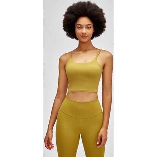 2021 New Yoga Top With Chest Pads Sexy Beautiful Back Sports Bra Gathering T Shirt Women Camisole Comfortable Fitness Clothing