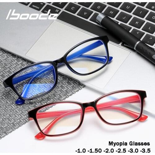 Iboode Women Men Finished Myopia Glasses Diopter -1.0 -1.5 -2.0 -2.5 -3.0 -3.5 Unisex Myopic Shortsighted Optical Glasses Frame