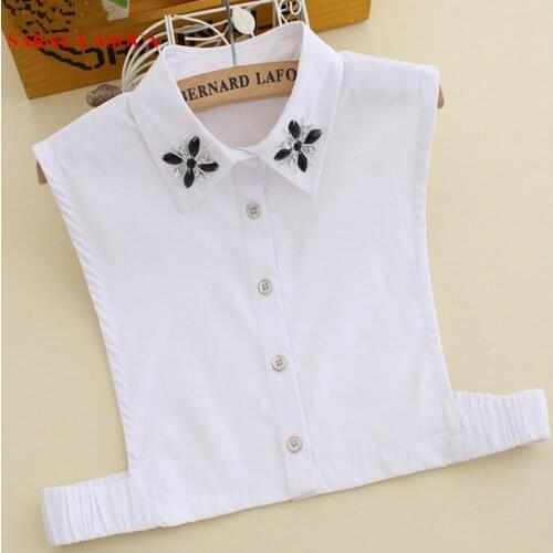 Wholesale Adjustable Elastic Band Fashion Cotton Fake Collars For Women Handmade Diamond False Collar Shirt B130