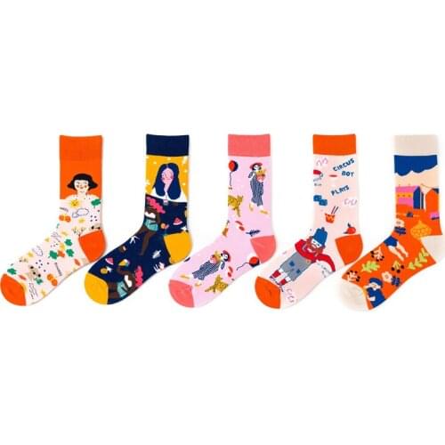 Autumn and Winter Cartoon Characters Trendy Unisex Style Creative Fun Couple Socks In Tube Cotton Women and MenSocks