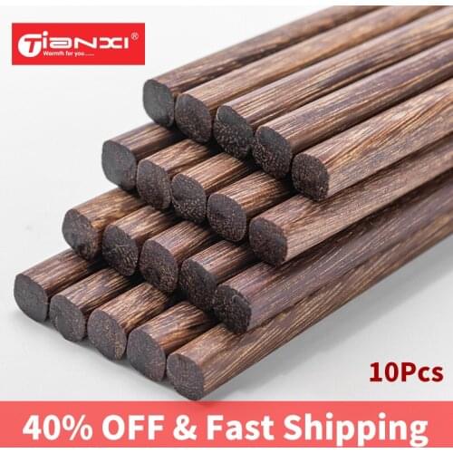TIANXI 10 Pair Reusable Japanese Chopsticks Handmade Bamboo Natural Wood Chinese Chopsticks Tableware Gift Kitchen Tools