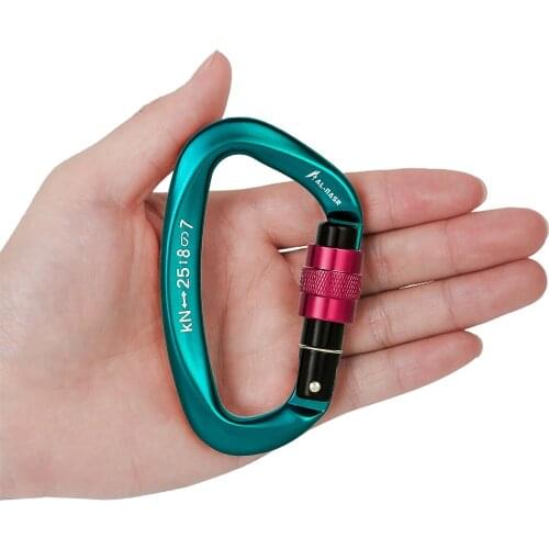 25KN Professional Climbing Carabiner Screw Locking Gate Carabiner Heavy Duty Buckle D-ring Carabiner Climbing Camping Equipment