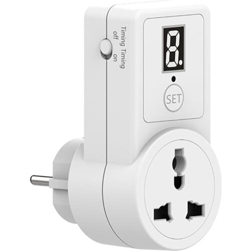 Socket Outlet Timer Metal Material Digital Display Screen Countdown On/Off ABS Automate White Electric EU Plug