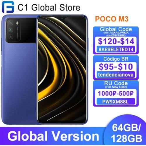 Global Version POCO M3 Mobile Phone 4GB 64GB/128GB 6000mAh Battery Snapdragon 662 Octa Core 48MP Camera Smartphone