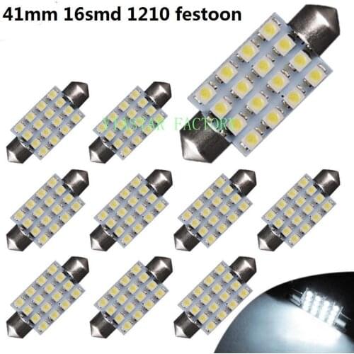 Yiastar Hot 500 PCS C5W 12V DC 3528 1210 16 SMD 31mm 36mm 39mm 41mm Festoon Dome LED Light Bulbs Car Lights Led Roof Lights