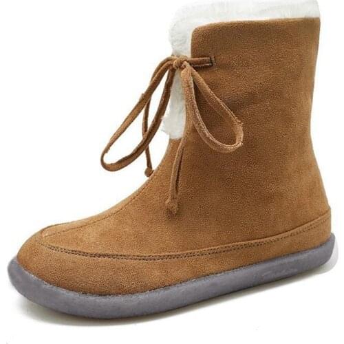 New Suede Flat Sole Female Snow Boots Outdoor Trekking Travel Sport Skiing Sneakers Thermal Large Size Womens Walking Shoes