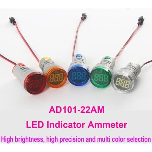 1Pcs AD101-22AM LED With Current Power Supply Indicator Ammeter,Signal Lamp Digital Display Meter General 24V 220V 380V AD16-22A