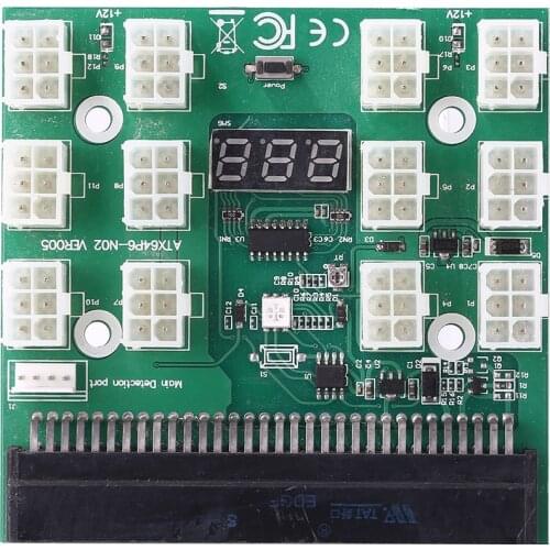 12 Ports PCI-e 6 Pin Adapter Mining 750W-1200W Server PSU Power Supply Breakout Board LED Display for DPS-800GB 1200FB UM 750RB