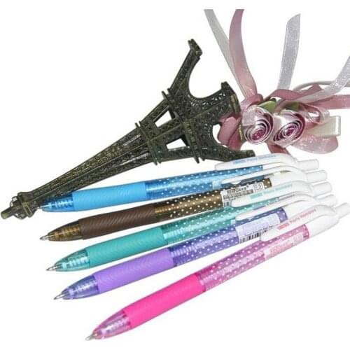 5 PCS Cartoon Dot Pattern Ballpoint Pen for School Stationery and Office Supplies 0.5mm Blue Ink 4 colors