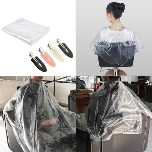 50PC Disposable Hair Cutting Styling Capes and 4X No Bend Hair Curl Pin Clip