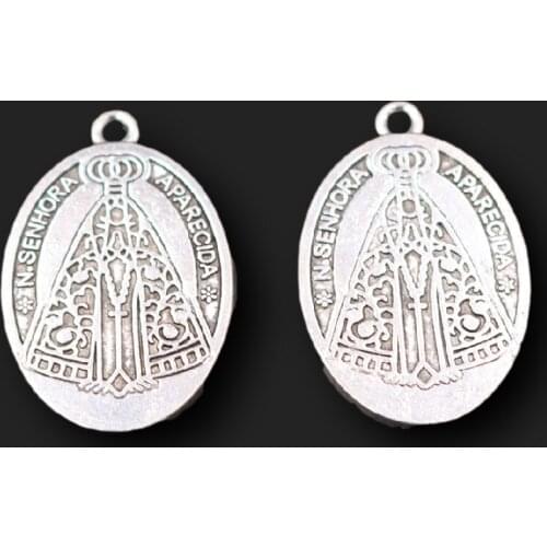 6pcs Silver Plated Catholic N. SENHORA APARECIDA Charm Tags Pendants Retro Bracelet Accessories DIY Charms Jewelry Crafts Making
