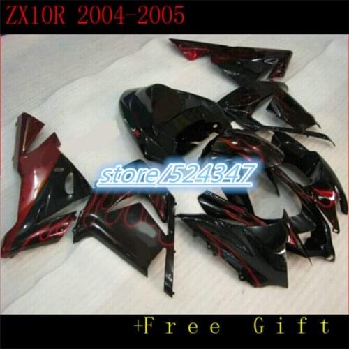 ABS Injection Fairing Kits For Kawasaki NINJA ZX-10R 04-05 Year 2004 2005 ZX10R 04 05 Motobike Fairing New red and black