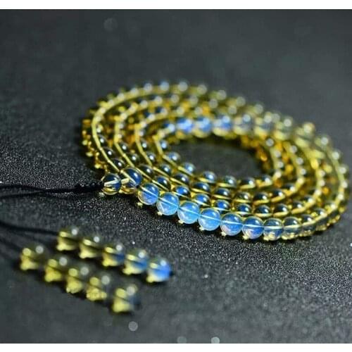 Tianran 5A Water Purification Mexican Blue Pearl Bracelet Mens and Womens 108 Ceromel Amber Beads Bracelet Certificate