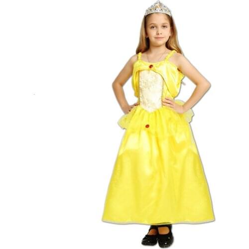 Fair children bella girls Christmas costumes long beauty and the beast cosplay clothes princess belle children dressed