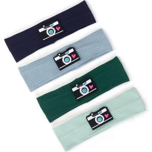 Infant Cotton Soft Turban Camera Elastic Flat Ribbed Hair Bands For Baby Girls Boys Applique Accessories Kids Headband AT016