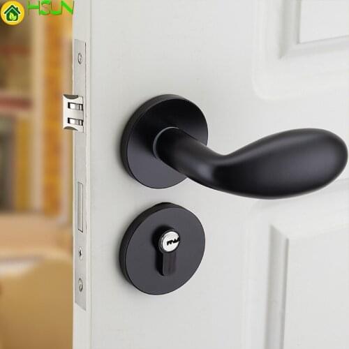 Space Aluminum Solid Door Lock Indoor Solid Wood Lock Black Lock Hold Hand Lock Split Very Lock Hardware