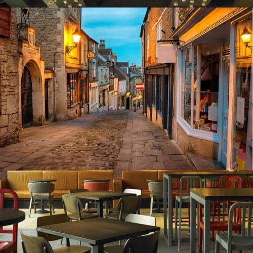 Custom Murals Photo Wallpaper 3D European Street Town Landscape Wall Cloth Restaurant Cafe Background Wall Covering Home Decor