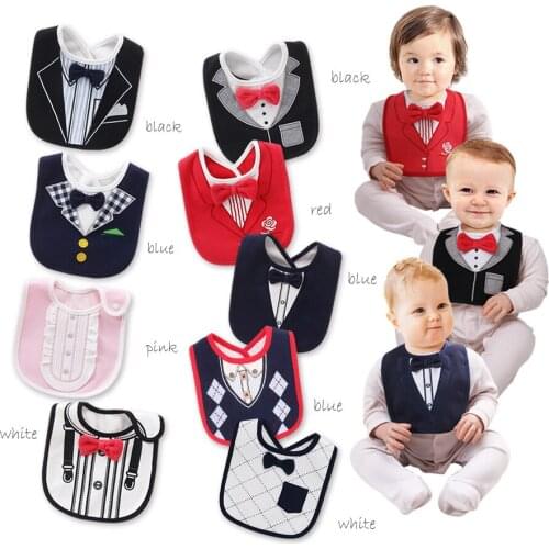 Cotton Newborn Baby Bibs Three-layer Waterproof Bandana Kids Girls Boys Feeding Bibs Saliva Towel Removable Gentleman NTY0091