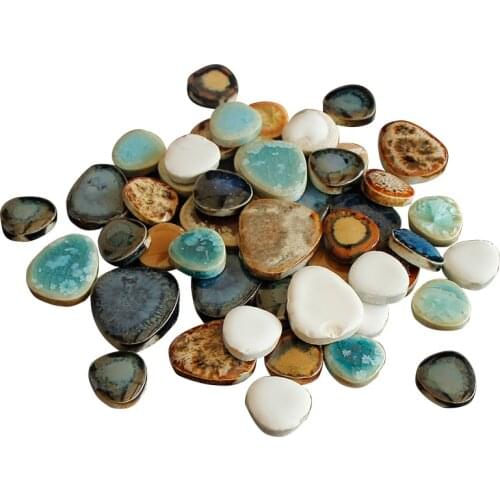 100g Ceramic Mosaic Tiles for Craft Irregular Drop Shape Mosaic Pieces Blue and White Porcelain Tile DIY Hobby Wall Home Decor