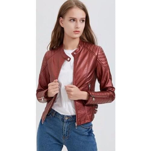 Hot 2020 New Autumn Winter Women Motorcycle Faux Leather Jackets Lady PU Thin section high quality fashion Womens short jacket