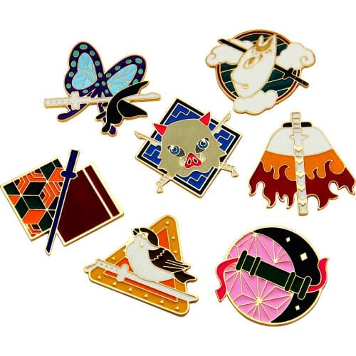 New Demon Metal Sunwheel Knife Badge Brooch Personality and Fun Accessories Anime Peripheral Brooch Pendant Anime Second Element