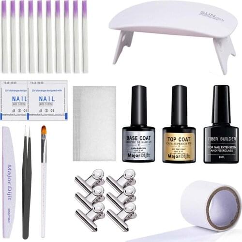 Fiberglass Nail Kit Nails Extension Fiberglass ExtensionUV Gel Nail Polish Builder Polishing Fiber Pinch Clip DIY Manicure Tool