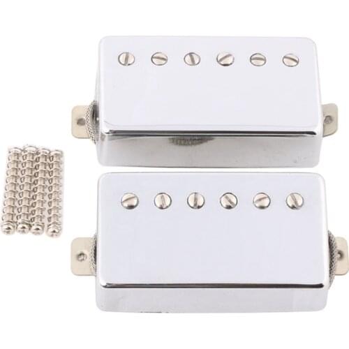 Set of 2 Electric Guitar Humbucker Pickup Neck Bridge Pickups for LP Guitar Accessories Chrome