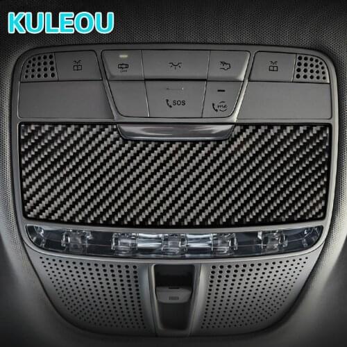 Carbon Fiber Car Interior Reading Light Panel Cover Trim Car Sticker For Mercedes C Class C180 C200 W205 GLC Accessories