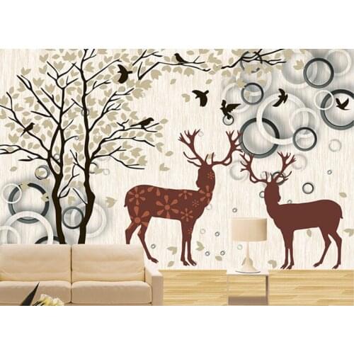 Custom 3D elegant birds forest deer murals papel de parede,hotel restaurant coffe shop living room tv wall bedroom wallpaper