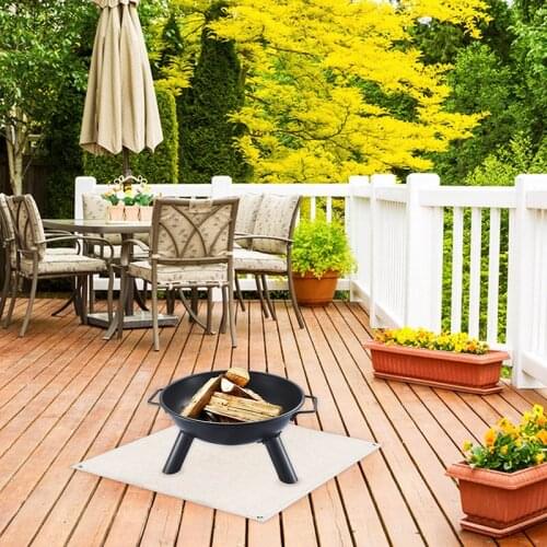 80cm 100cm Fire Pit Mat Fireproof Blanket Half Hearth Fireplace Area Rug Polyester Trim Non Slip Mat Protects Floors