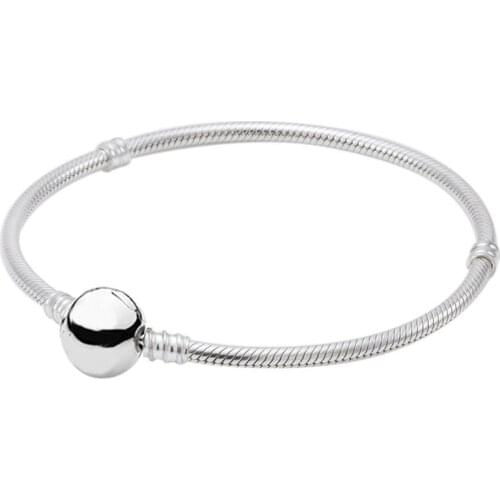 Original Circular Clasp Snake Chain Basic Bracelets Bangle Fit 925 Sterling Silver Bead Charm Bracelet Diy Europe Jewelry