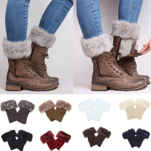 Autumn Winter Casual Women Knitted Boot Cuffs Fur Knit Warm Leg Warmers Boot Socks Legs Boot Warmers Boot Toppers