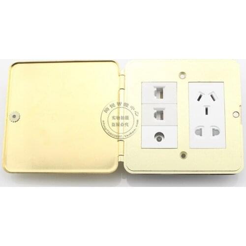 Flip Type Network RJ45 Cat5e & TV & RJ11 Cat3 Telephone & Five Hole Power Floor Socket