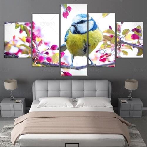 Posters And Prints Canvas Painting Modern Wall Art 5 Piece Birds and flowers Picture Canvas Print Home Decor framed