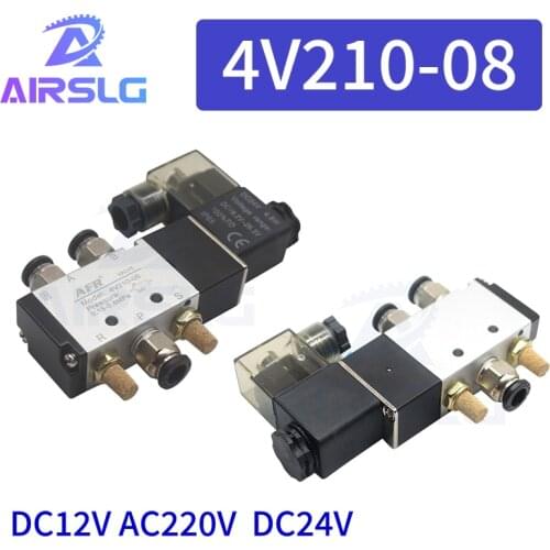 5 pieces 4V210-08 Pneumatic valve Air valve Single Coil 2 Position 5 Way Air Solenoid Valve electric valve controller switch air