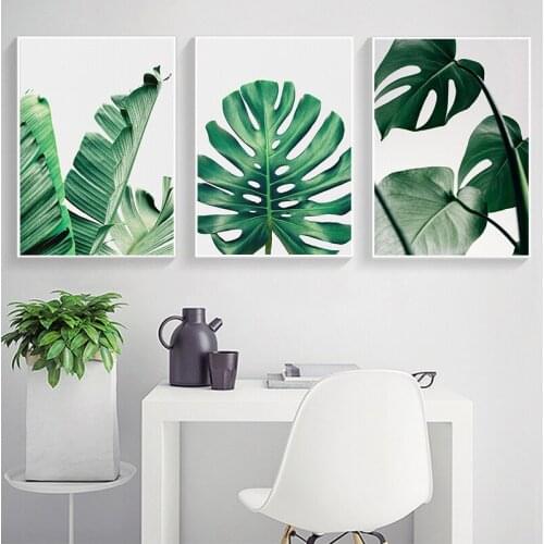 Tropical Leaf Print Posters Monstera Leaf Palm Banana Canvas Painting Green Leaves Wall Art Living Room Decoration Pictures