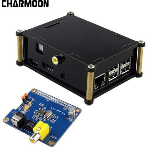 Raspberry PI Digital Sound Card I2S SPDIF Optical Fiber HIFI DiGi with Acrylic Case Enclosure for Raspberry pi 3 2 model B