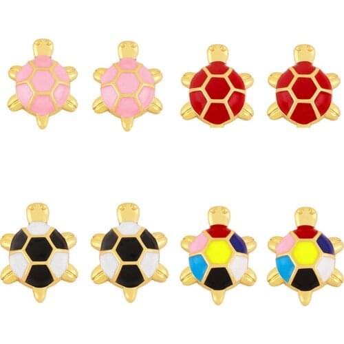 Cute Sea Turtle Animal Stud Earrings Candy Colors Neon Enamel Earring For Modern Womens Trendy Beach Jewelry Gift