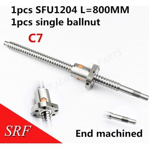 Ballscrew SFU1204 800mm Rolled Ballscrew RM1204 Single Ball Nut C7 With End Machined For Cnc