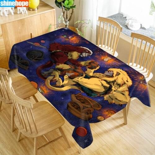 Monkey In Space Table Cloth Oxford Print Waterproof Oilproof Home Rectangular Party Table Cover 100X140cm/140X250cm
