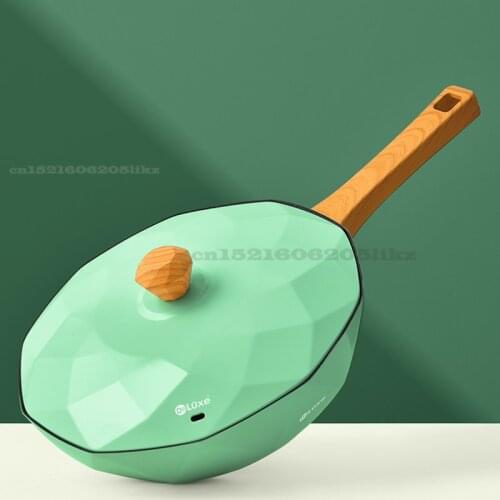 32CM Maifan Stone Ten Horns Anti-spill Cast Iron Pan Modern Light Luxury Non-stick Coating Wok Gas Induction Cooker General