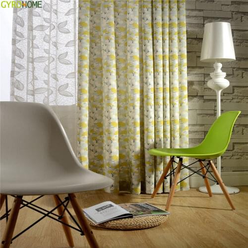 Modern Simple Floral Cotton and Linen Printed Curtains for Living Room Decorative Home Drapes
