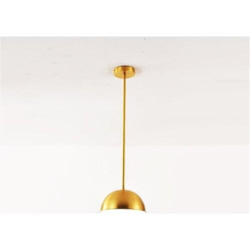 Modern Nordic Copper Milk White Glass Led E27 Pendant Light for Foyer Bedside Bar Illuminare Suspension Lamp Dia 15/20cm 1782