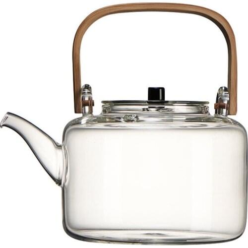 1100ml Glass Teapots Heat-resistant Explosion-proof Boiled Teapot Kung Fu Tea Set Boiled Water Special Bamboo Handle Beam Pot