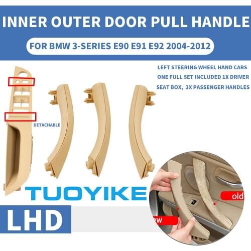 LHD Car Inner Handle Interior Door Panel Pull Trim Cover Gray Beige Black Left Right For BMW 3-Series E90 E91 316 318 320 325
