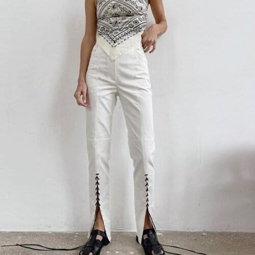 Women Pants Spring Autumn Cotton Fashion Full Length Flare Pants HIGH Casual Solid Street Style Girls Pants Euro-America Style