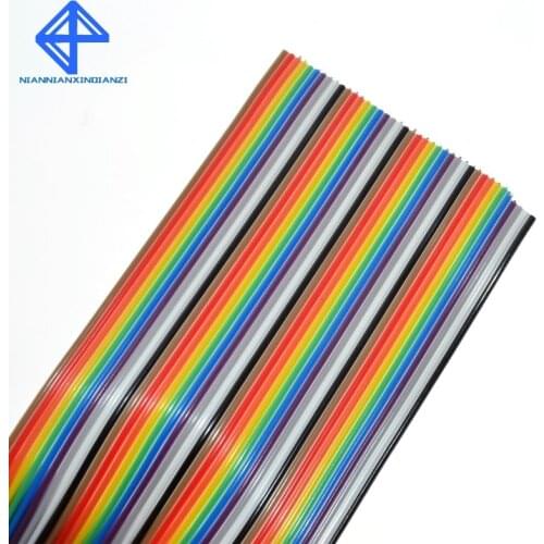 1 meter 1.27mm Spacing Pitch40 WAY 40P Flat Color Rainbow Ribbon Cable Wiring Wire For PCB DIY 40 Way Pin